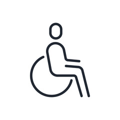 Wall Mural - disabled handicapped person editable stroke outline icon isolated on white background flat vector il