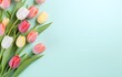 © Oleksiy - colorful tulip flowers bouquet on light graan background for greeting card decor
