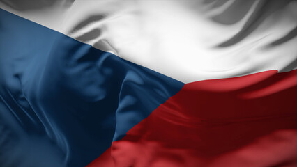 Close-up view of Czech Republic national flag fluttering in the wind.