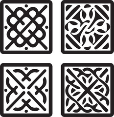 Wall Mural - celtic elements ornaments knots icon set