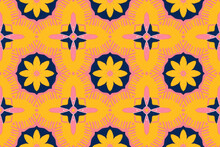 JPEG Tropical Summer Vintage Yellow, Pink And Navy Blue Retro Floral Bright Seamless Pattern.  Perfect For Wallpaper, Fabric, Soft Furnishings, Interior Design, Home Decor, Scrapbooking And More.