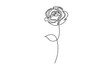 One continuous line drawing of a rose. Single-line art drawing of a rose, flower, and floral illustration. concept of Greeting cards, invitations, logos, banners, posters.
