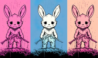 Sticker - Pastel goth Easter bunny with an axe