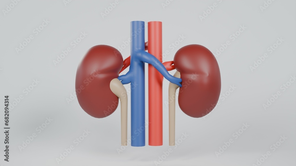 Normal human kidney and cross section of the kidney, blood suppl Stock ...