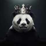 Fototapeta  - portrait of a majestic panda with a crown