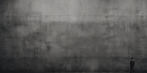 Wall Mural - A person standing in front of a concrete wall. Concrete background. Generative AI.