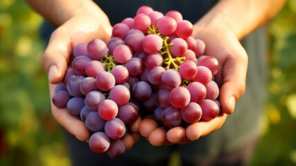 Wall Mural - bunch of fresh grapes in hand