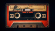 Generative AI, photo of old audio tape cassette, vintage nostalgic object for the design of the 80s