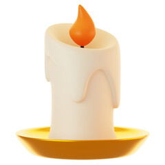 Poster - 3d rendering candle icon with cartoon style. 3d illustration