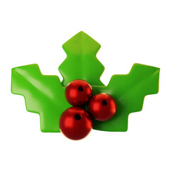 Poster - 3d rendering mistletoe icon. 3d render christmas icon concept