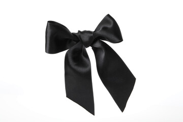 png, black ribbon bow, isolated on white background