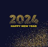 Fototapeta Sypialnia - 2024 Happy New Year Glitter Text Effect, celebration Background