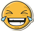 Digital png illustration of yellow emoji laughing to tears on transparent background