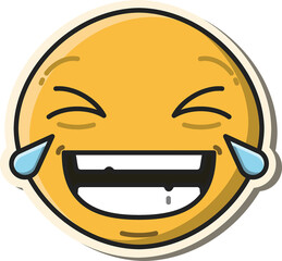 Fototapete - Digital png illustration of yellow emoji laughing to tears on transparent background