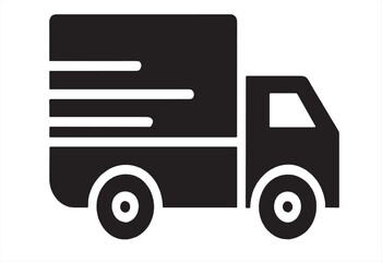 Wall Mural - Fast moving shipping delivery truck line art vector icon for transportation apps and websites. Express delivery truck icon. Fast shipping truck. Free delivery 24 hours. Vector illustration.