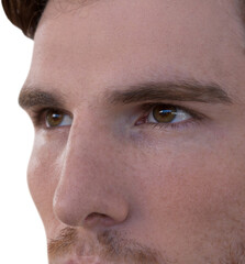 Poster - Digital png photo of eyes of focused caucasian man looking ahead on transparent background