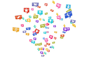 Poster - digital png illustration of many colourful computer icons on transparent background
