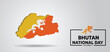 Bhutan national day 17 December 3d flag map vector poster 