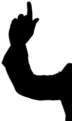 Poster - Digital png silhouette of male hand pointing with finger on transparent background