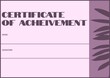 Certificate of achievement text, space for name and signature, with leaf shapes on purple and lilac