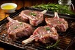lamb chops with grill marks topped with a pinch of salt