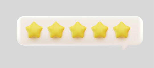 Wall Mural - 3d bubble rating five stars for best excellent services rating for satisfaction. 3d 5 star for quali