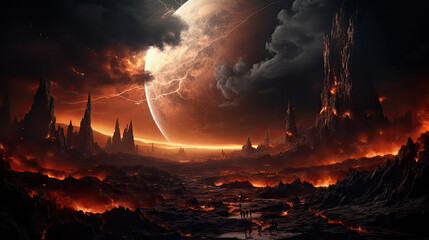 Wall Mural - a space scene with many different planets