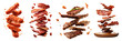 Set of beef jerky isolated on transparent background.