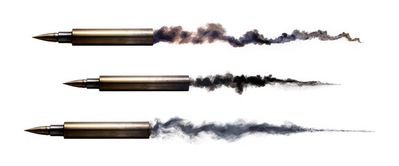 Wall Mural - set of bullet trails isolated on transparent background.