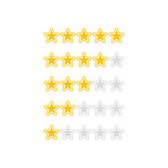 Sticker - Five stars rating Customer review or feedback icon isolated on transparent background