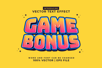 Poster - Editable text effect Game Bonus 3d cartoon template style premium vector