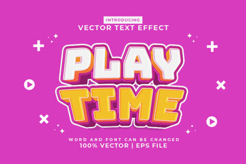 Poster - Editable text effect Play Time 3d cartoon template style premium vector
