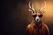 cool christmas deer hipster with sunglasses