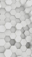 Wall Mural - White Hexagonal Background. 3D Futuristic abstract honeycomb mosaic white background.