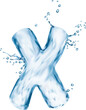 © Vector Tradition - Realistic water font, letter X flow splash type, liquid aqua typeface, transparent wet english alphabet. Isolated vector flowing with fluid reflective ripples, creating captivating aquatic effect