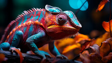 Close Up Of Blue - Eyed Iguana, Iguana ( Iguana ), Isolated On Black Background.