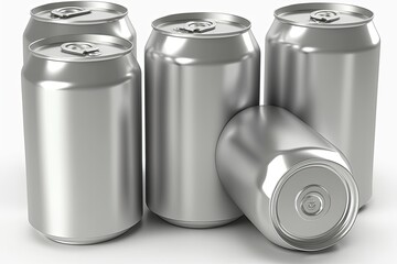 Wall Mural - Beer cans isolated on white background. generative ai