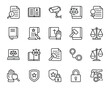 Outline icons set for Law and Justice.