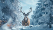 a deer in snowy landscape 8K created with Generative Ai