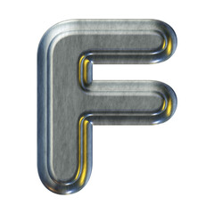Poster - Silver metal alphabet letter f isolated on transparent background for education concept