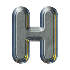 Poster - Silver metal alphabet letter h isolated on transparent background for education concept