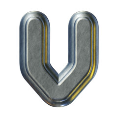 Poster - Silver metal alphabet letter v isolated on transparent background for education concept