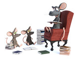 Fototapeta Morze - 3D rendering of cartoon mice storytime.