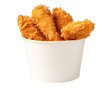 Fried chicken in paper bucket isolated on transparent background, pnd. crispy chicken wings in paper box
