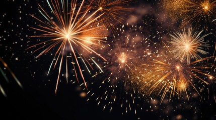 fireworks exploding in the air, with a black background