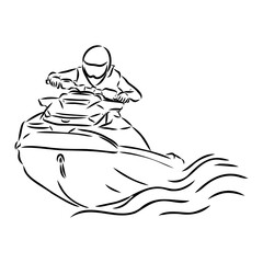 Wall Mural - Hand sketch rider on a jet ski aquabike vector