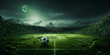 Football background, Fantasy Football Background, Illuminated pitch, Spotlights cast dramatic glow on football field action AI Generated
