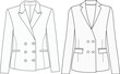  women blazer Vector  line art outline breasted blazer collection  for size charts ladies blazer  illustration mockup design