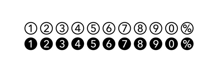 Poster - Numbers. Numbers with percentage. Black isolated font in modern design. Numbers from 1 to 0
