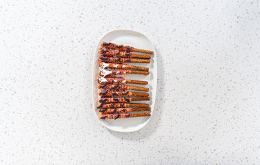 Canvas Print - Halloween chocolate-covered pretzel rods